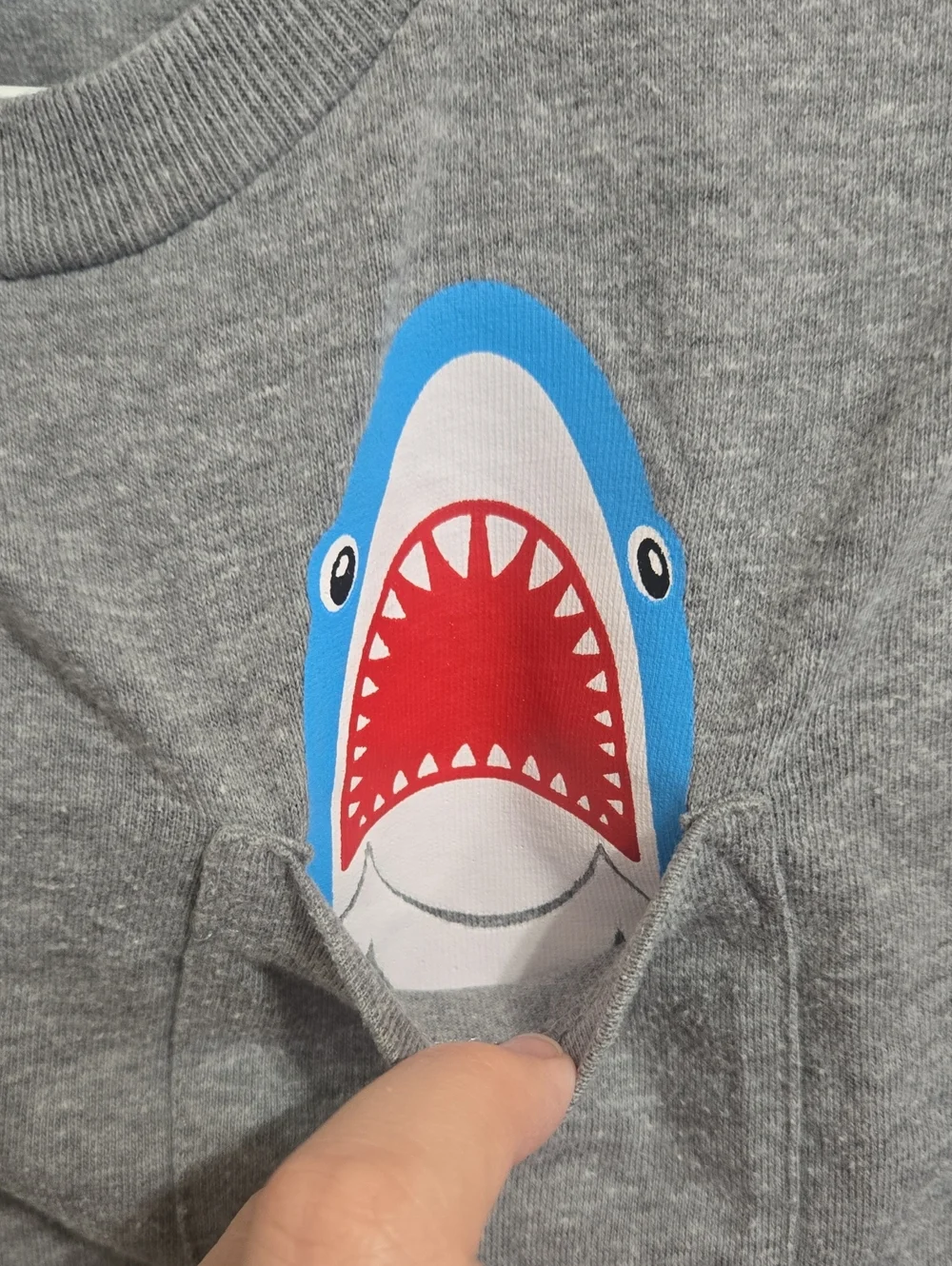 365 Kids grey shark shirt with matching blue ombre shorts